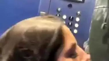 Hot NRI Babe Sucking Dick in Lift Until Cum