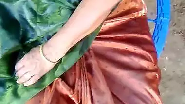 SATIN SILK SAREE AUNTY